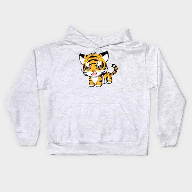 Cute Cartoon Tiger 2 Kids Hoodie by PorinArt